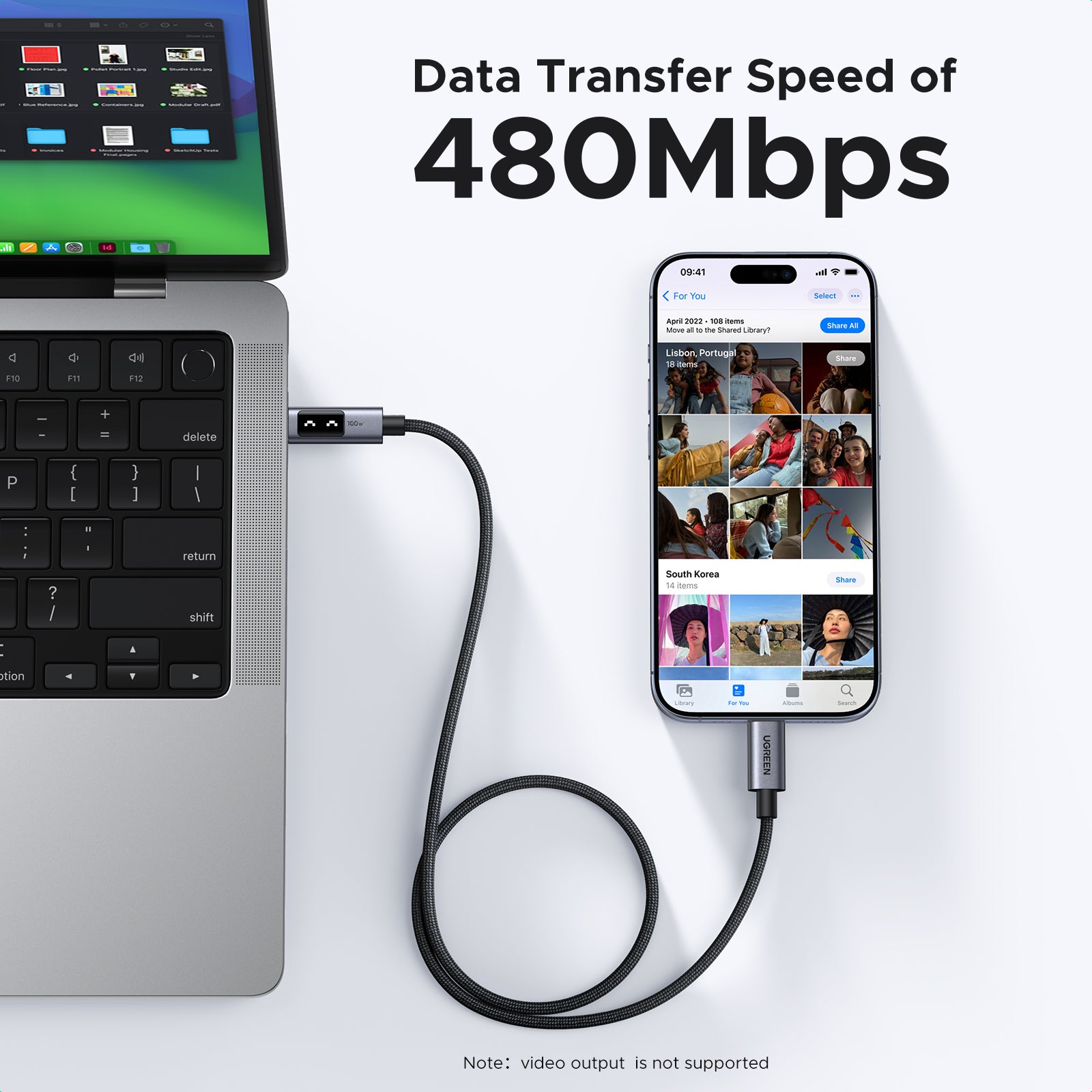 UGREEN Uno USB-C to USB-C Cable 100W — connection and usage detail 3