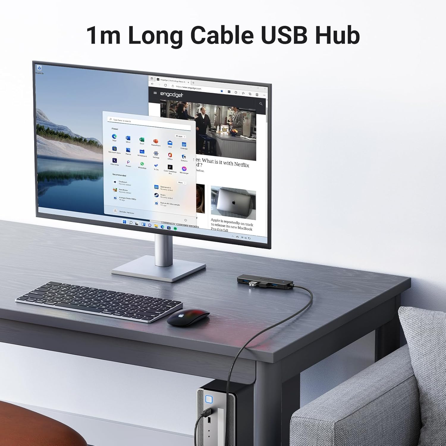 UGREEN 35574 USB 3.0 Hub 4-Port Ultra-Slim Expander, 5Gbps (1 Meter Cable) — connection and usage detail 1