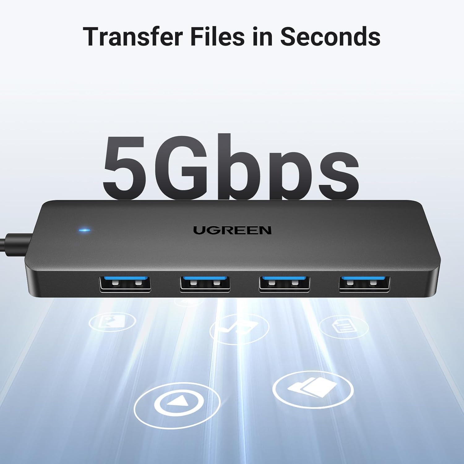 UGREEN 35574 USB 3.0 Hub 4-Port Ultra-Slim Expander, 5Gbps (1 Meter Cable) — connection and usage detail 3