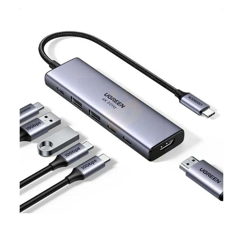 UGREEN 35999 6-in-1 USB-C Hub, 4K60 HDMI and 10Gbps USB — connection and usage detail 2