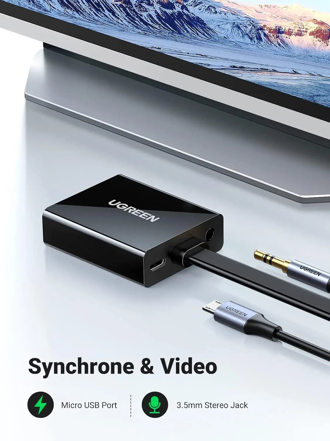 UGREEN HDMI to VGA Adapter with Audio & Micro-USB Power (40248) — connection and usage detail 1