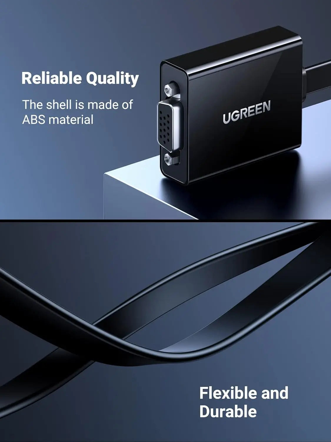 UGREEN HDMI to VGA Adapter with Audio & Micro-USB Power (40248) — connection and usage detail 2