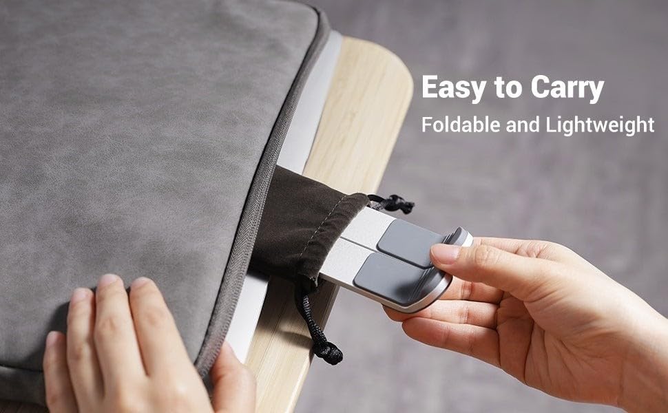 UGREEN 40289 Portable Aluminium Laptop Stand – Adjustable, Foldable Riser — connection and usage detail 1