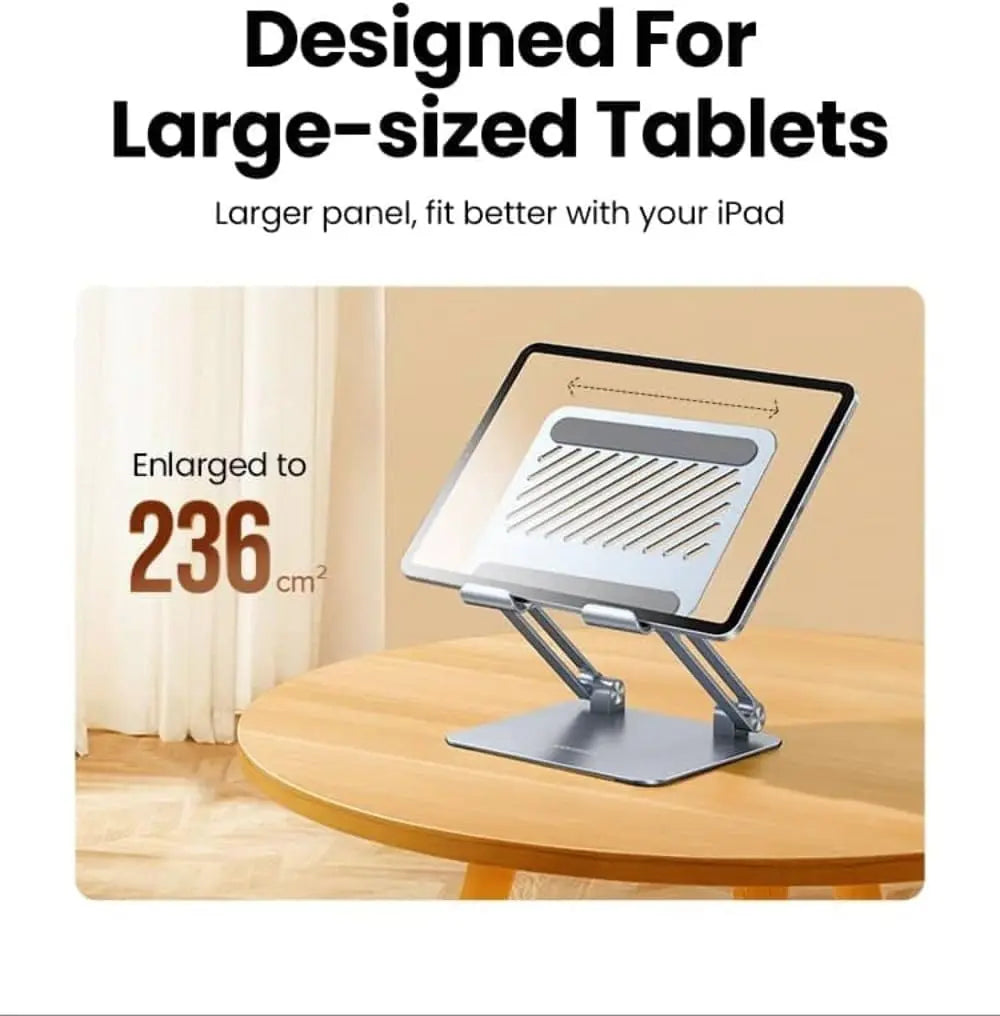 UGREEN Adjustable Aluminium Tablet Stand, 4–12.9in (40291) — connection and usage detail 2