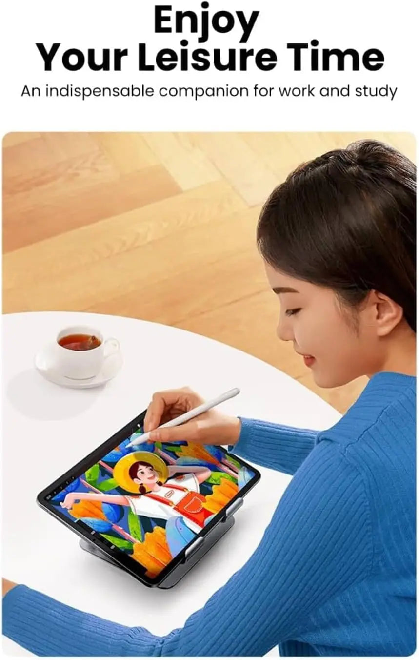 UGREEN Adjustable Aluminium Tablet Stand, 4–12.9in (40291) — connection and usage detail 3