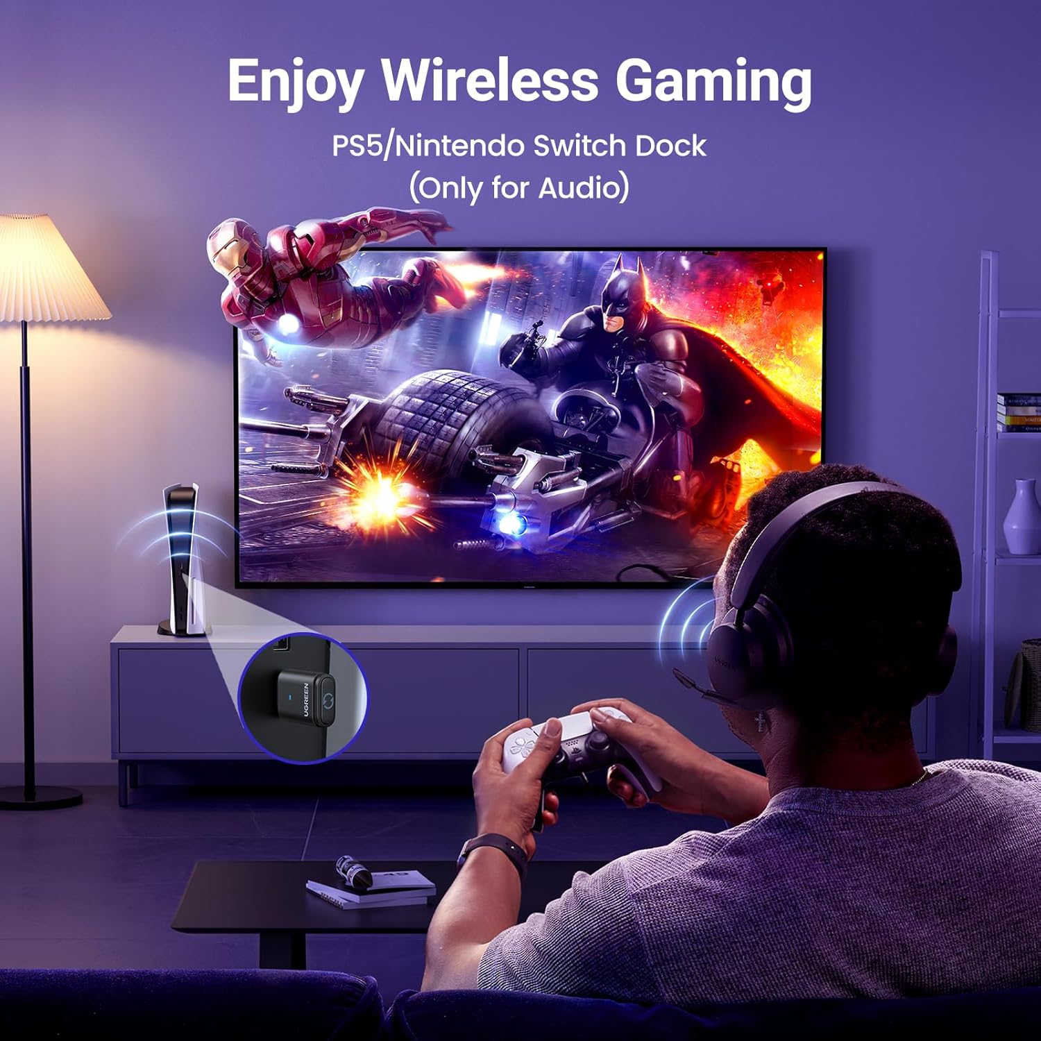 UGREEN 45008 Bluetooth 5.3 Adapter for PS5 and PC APTX Low Latency — connection and usage detail 1