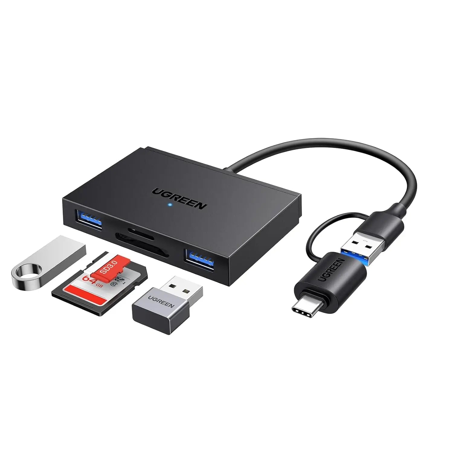 UGREEN CM812 45167 4-in-1 USB-C/USB-A Card Reader & Hub — product view