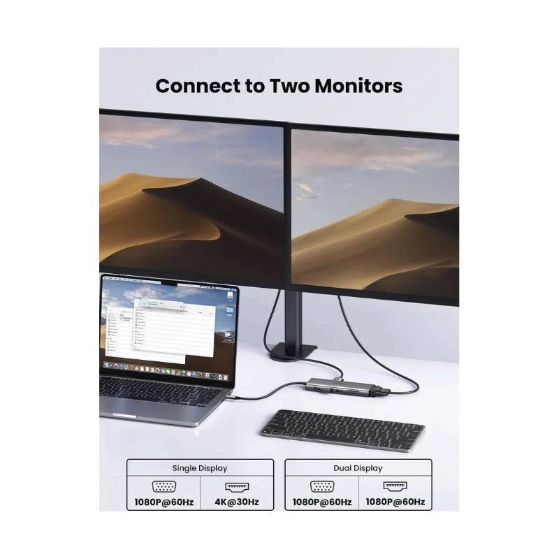 UGREEN 45520 11-in-1 USB-C Docking Station 4K@60Hz HDMI, 100W PD, Gigabit Ethernet — connection and usage detail 2