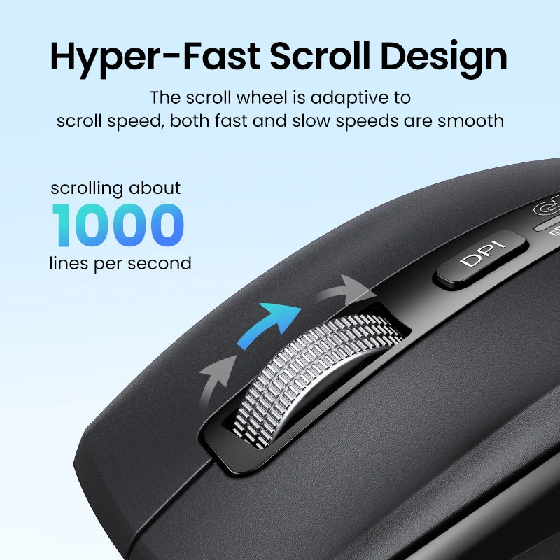 UGREEN 45792 Wireless Mouse Scrolling Master with Ultra-fast Speed (Black) Bluetooth & 2.4G Dual Modes, Silent Ergonomic Mouse with 5000 DPI Adjustable, 6 Buttons, Connects Up to 3 Devices, 10M Connection — connection and usage detail 1