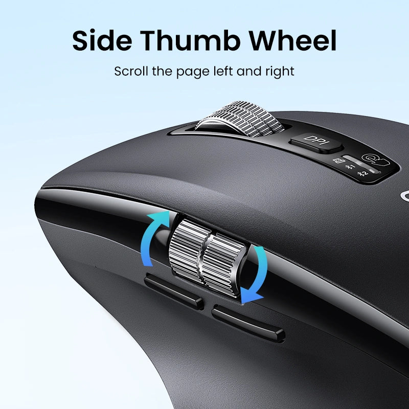 UGREEN 45792 Wireless Mouse Scrolling Master with Ultra-fast Speed (Black) Bluetooth & 2.4G Dual Modes, Silent Ergonomic Mouse with 5000 DPI Adjustable, 6 Buttons, Connects Up to 3 Devices, 10M Connection — connection and usage detail 2