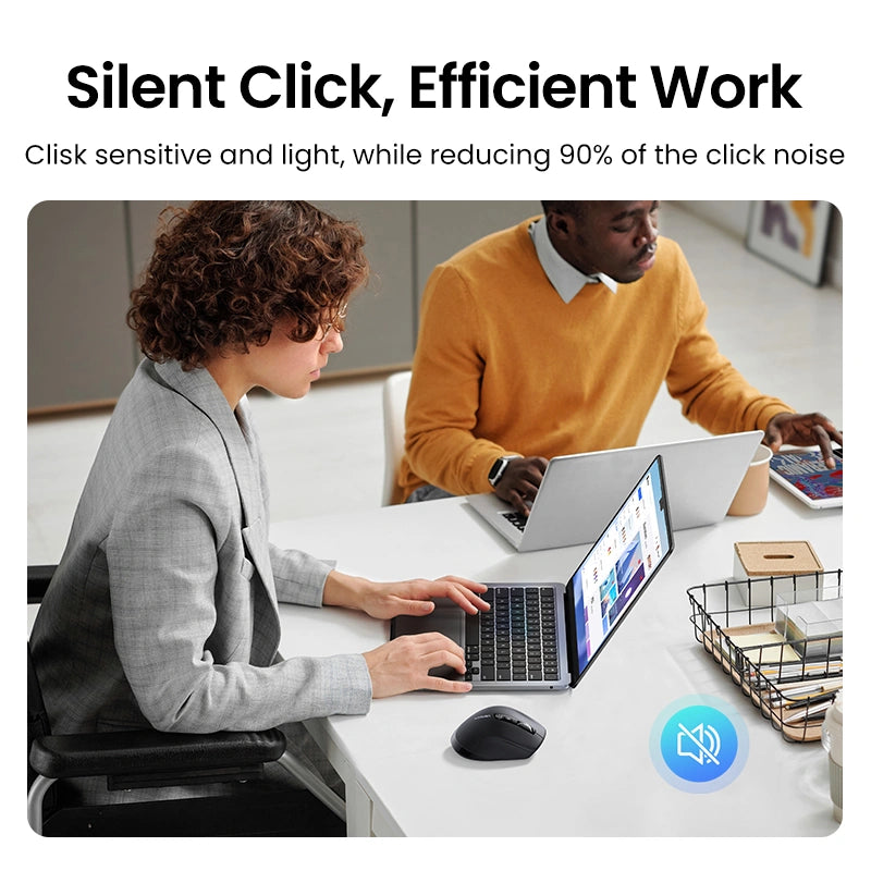 UGREEN 45792 Wireless Mouse Scrolling Master with Ultra-fast Speed (Black) Bluetooth & 2.4G Dual Modes, Silent Ergonomic Mouse with 5000 DPI Adjustable, 6 Buttons, Connects Up to 3 Devices, 10M Connection — connection and usage detail 3