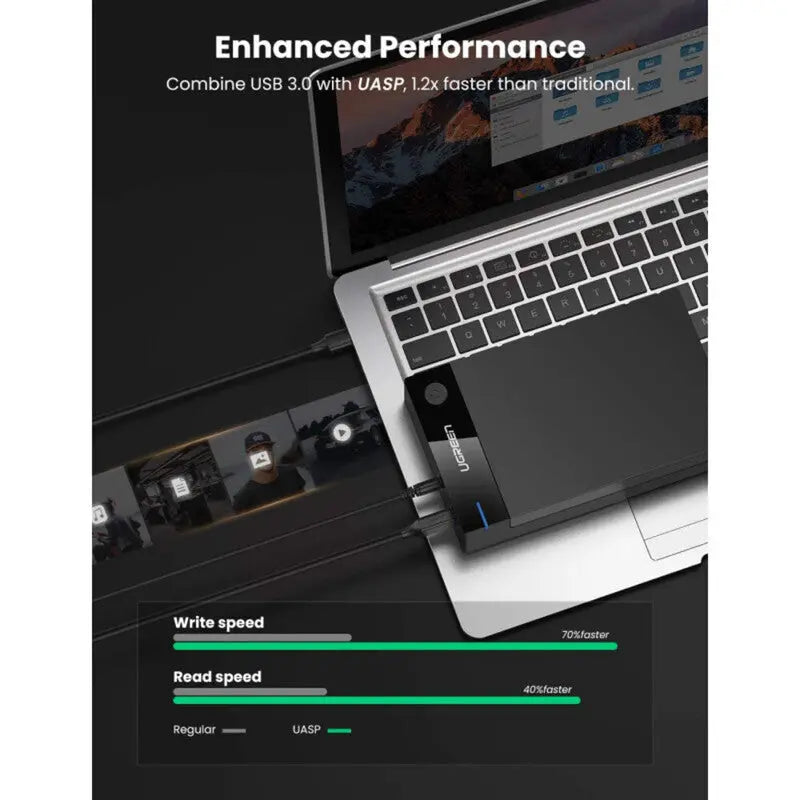 UGREEN 50422 Powered 3.5/2.5-Inch SATA Enclosure, 5Gbps — connection and usage detail 2