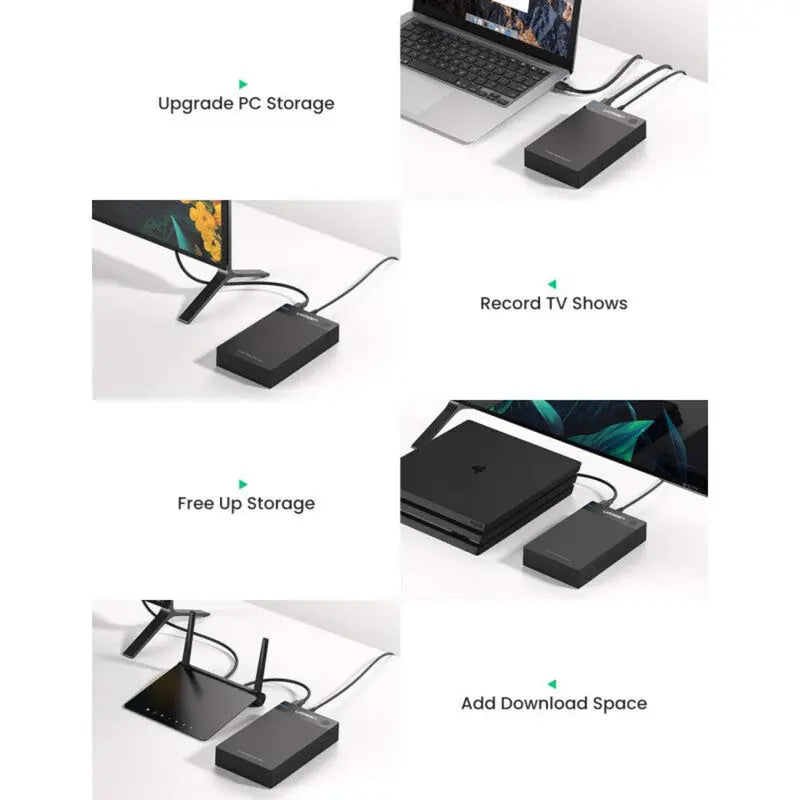 UGREEN 50422 Powered 3.5/2.5-Inch SATA Enclosure, 5Gbps — connection and usage detail 3