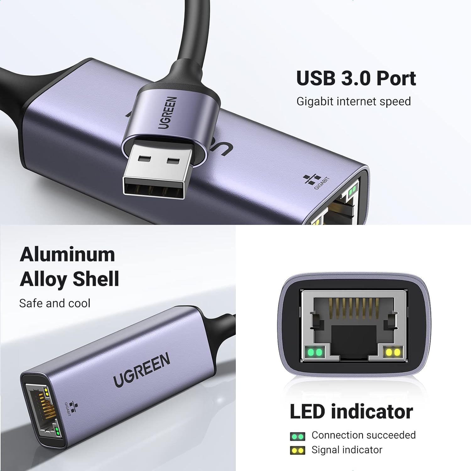 UGREEN 50922 USB 3.0 Gigabit Ethernet Network Adapter — connection and usage detail 3