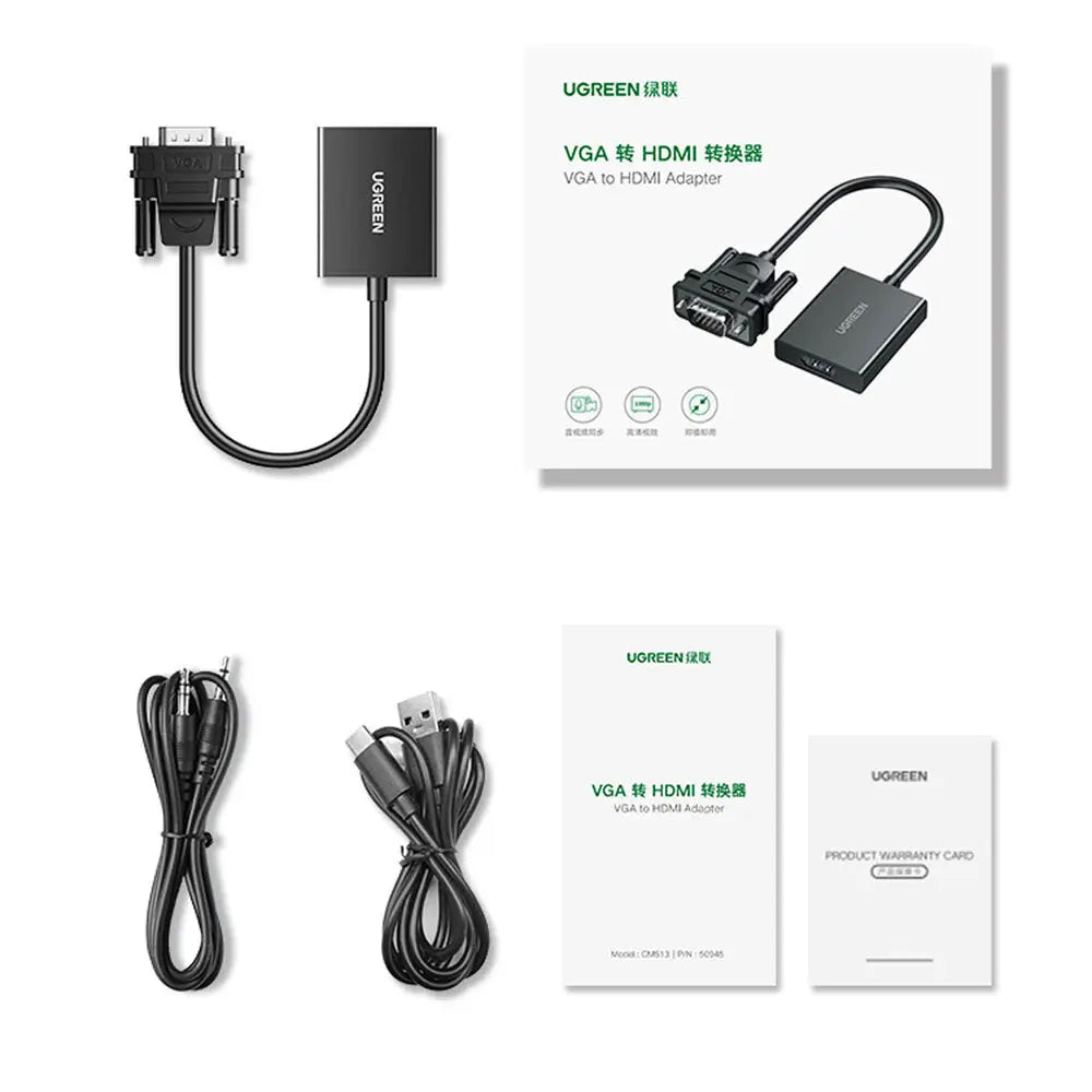 UGREEN CM513 VGA to HDMI Converter with Audio, 1080p@60Hz (50945) — connection and usage detail 1