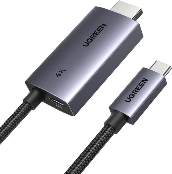 UGREEN USB C to HDMI Cable 2M 4K 60Hz 100W PD Fast Charging 2-in-1 Thunderbolt iPhone 16 Pro MacBook iPad Galaxy (55330) — product view