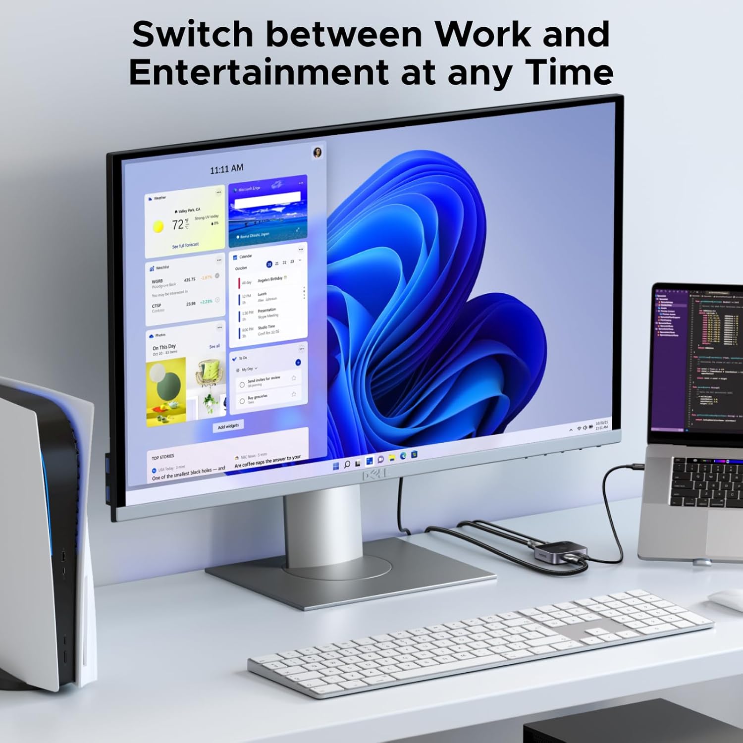 UGREEN 55452 USB-C+HDMI Switch 2-in-1 Out 4K@60Hz Aluminum Switcher for Laptops, MacBook — connection and usage detail 1