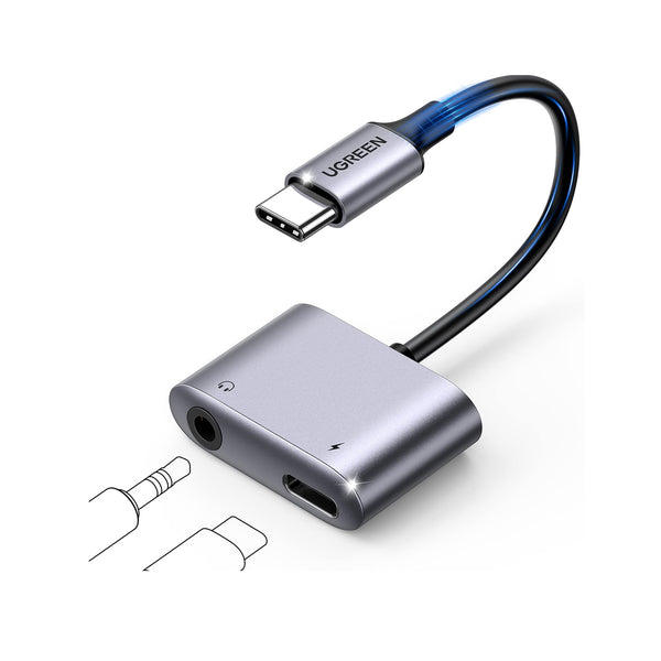 UGREEN 60164 USB-C to Aux 3.5mm Audio With PD Adapter for PUBG Mobile / Free Fire, Earphone Converter with DAC Chip, PD QC Charging — product view