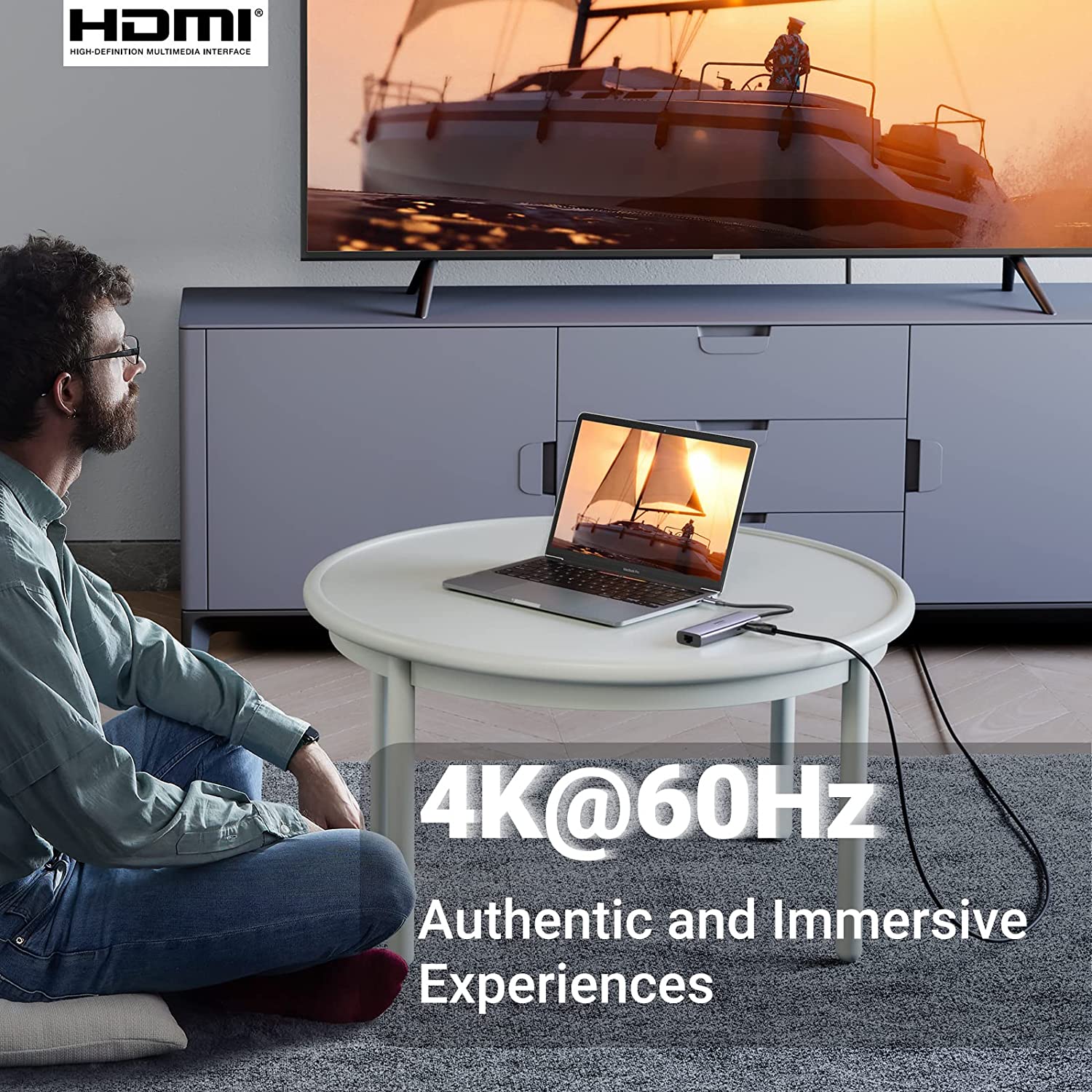 UGREEN 7-in-1 USB-C Hub with 4K HDMI — connection and usage detail 1