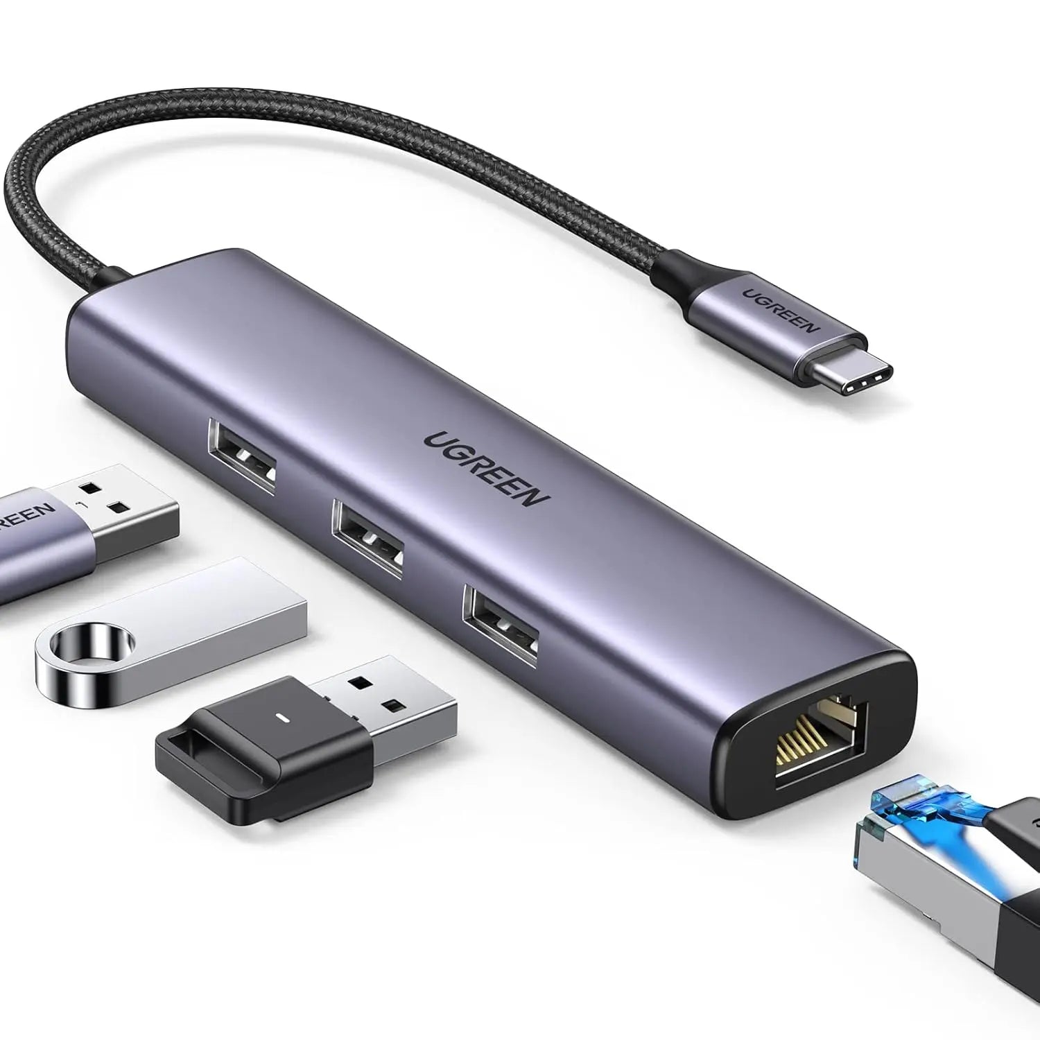 UGREEN 4-in-1 USB-C Hub with Gigabit Ethernet (60600) — product view