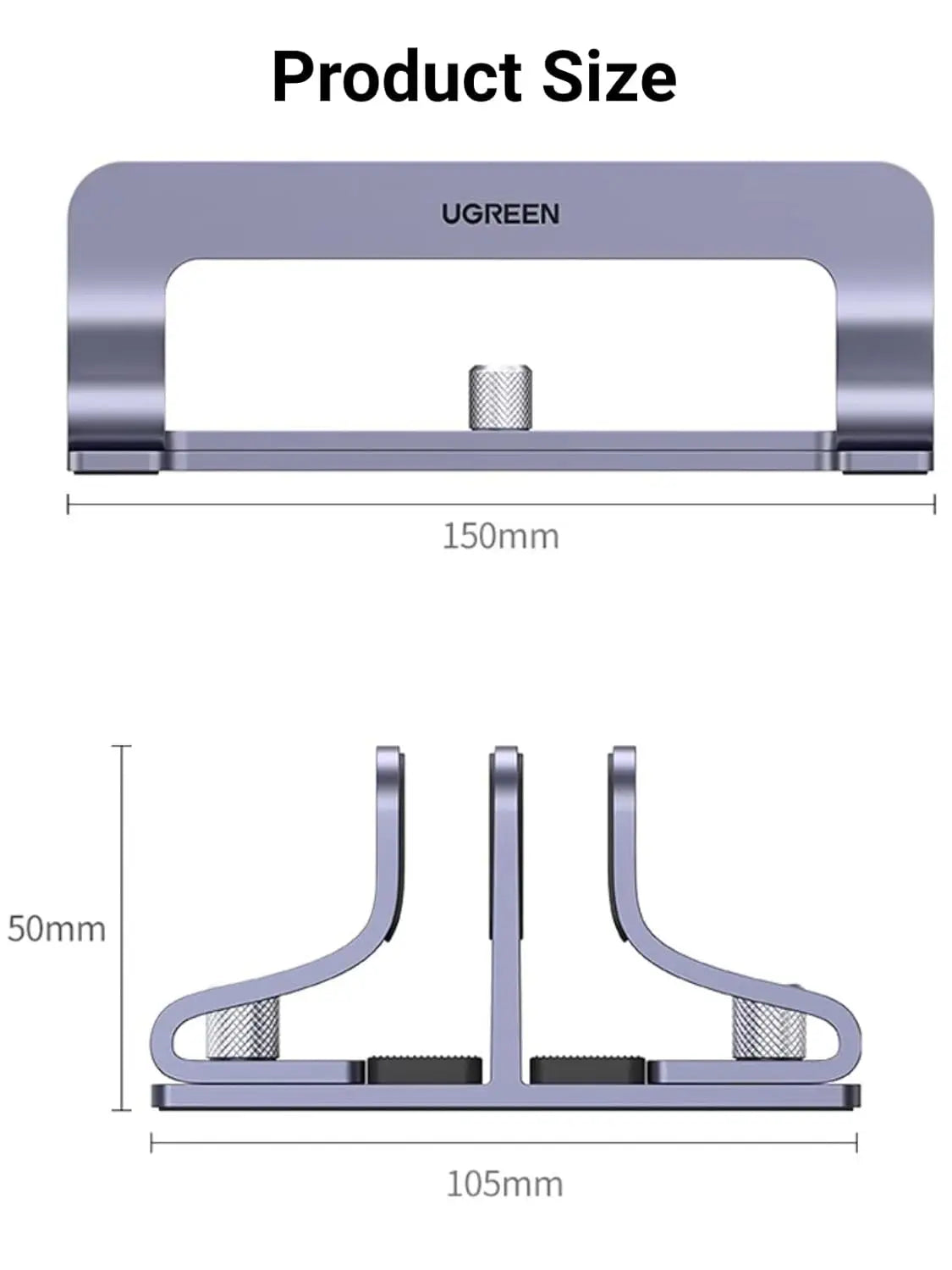 UGREEN Vertical Laptop Stand Dual Slot Adjustable Dock Aluminum Desktop Stand MacBook Air Pro Surface LG Gram Lenovo (60643) — connection and usage detail 1