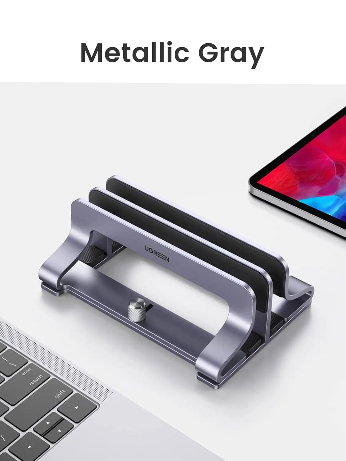 UGREEN Vertical Laptop Stand Dual Slot Adjustable Dock Aluminum Desktop Stand MacBook Air Pro Surface LG Gram Lenovo (60643) — connection and usage detail 3