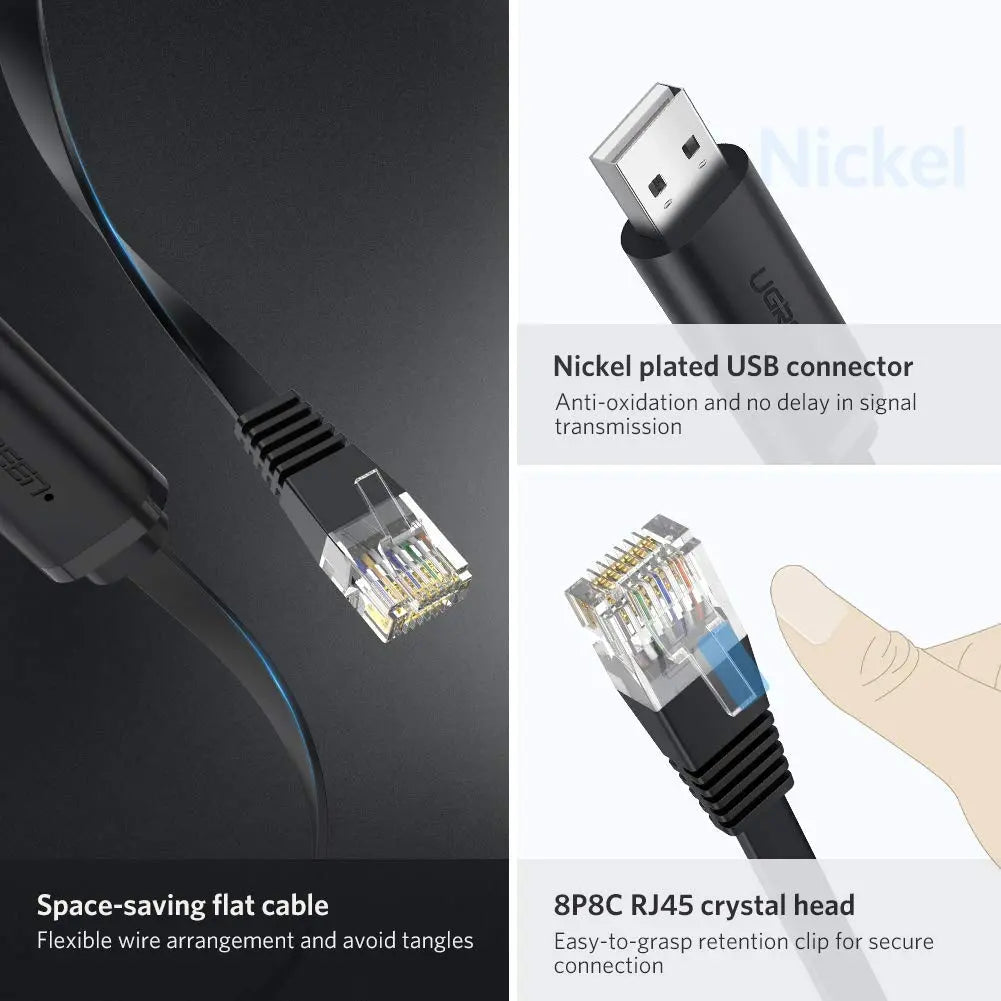 UGREEN USB-A to RJ45 Console Cable with FTDI, 3m (60813) — connection and usage detail 2