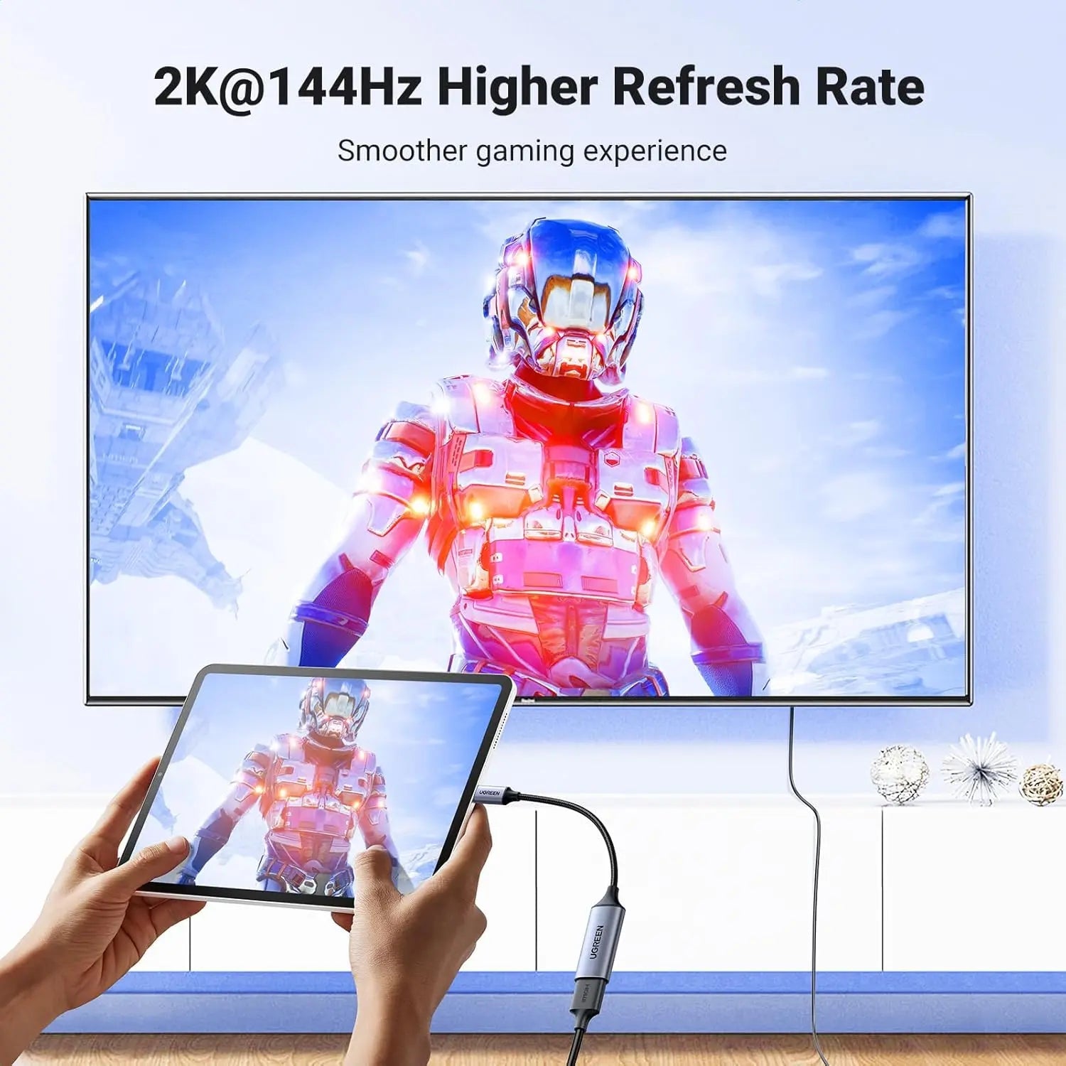 UGREEN USB C 3.1 to HDMI 2.0 Adapter Cable 4K 60Hz Thunderbolt iPad Pro MacBook Samsung S10 S9 Surface Pro Dell (70444) — connection and usage detail 3