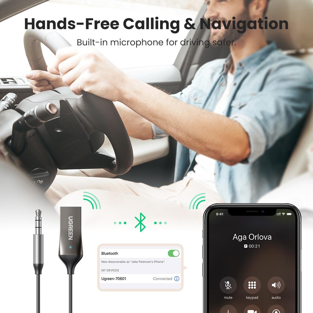 UGREEN Aux to Bluetooth 5.0 Adapter — connection and usage detail 1