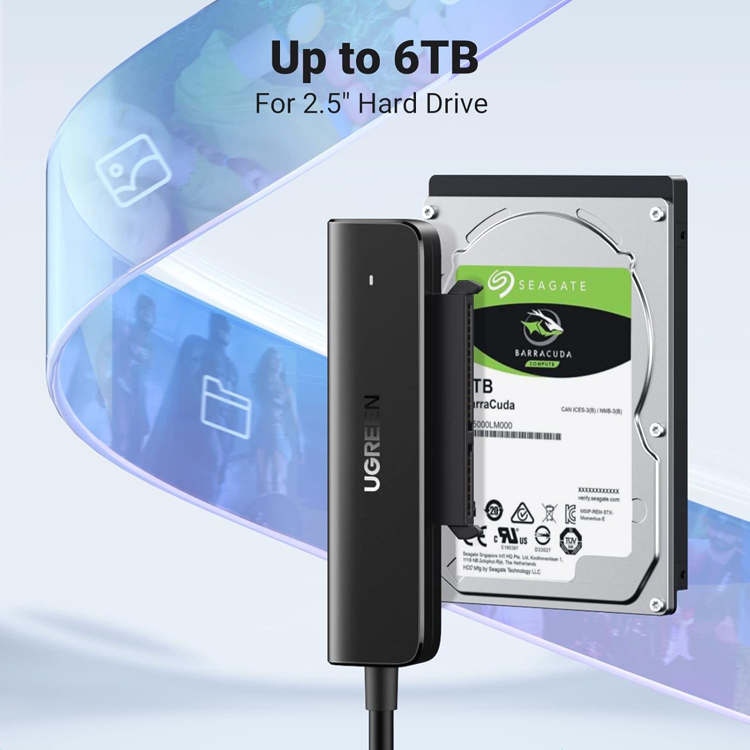UGREEN 70610 SATA to USB C Adapter Cable, USB C Hard Drive Reader for 2.5 Disk, Type C to SATA III Cable with UASP Compatible with SATA HDD SSD, MacBook Pro Air, USB C Laptop — connection and usage detail 2