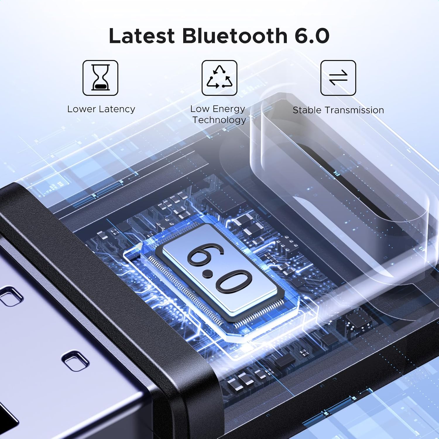 UGREEN 75073 USB Bluetooth 6.0 Adapter for PC, Bluetooth Dongle Receiver EDR & BLE, Plug & Play for Windows 11/10/8.1, for Headphone/ Keyboard/ Mouse/ Speakers/ Printer — connection and usage detail 1