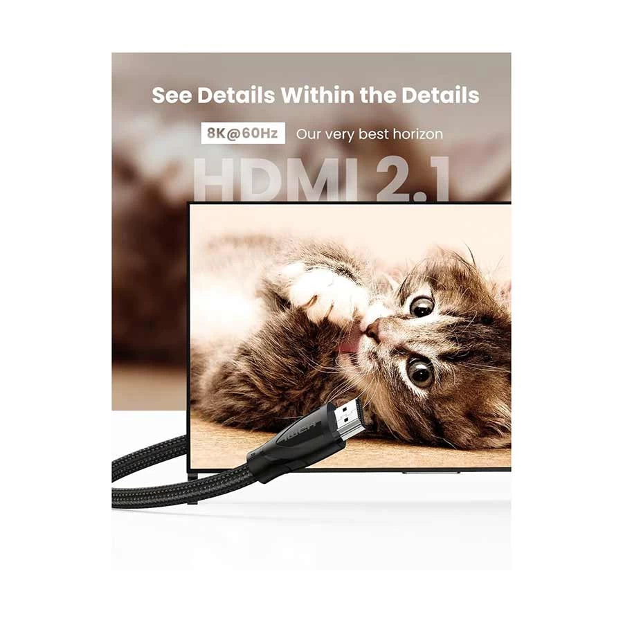 UGREEN HDMI 8K Cable Male to Male, Aluminium Shell, Braided, 2m (80403) — connection and usage detail 2