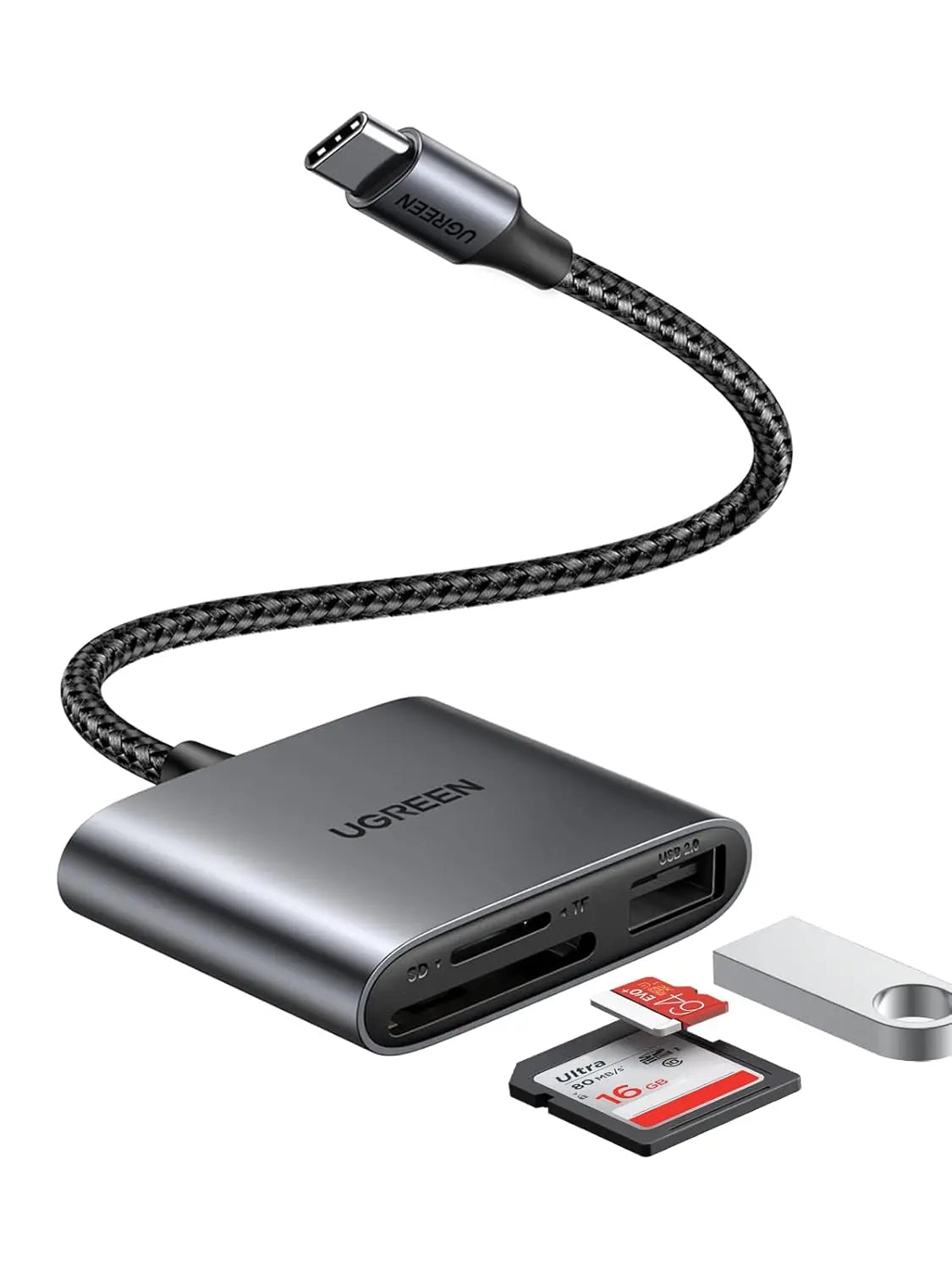 UGREEN 80798 3-in-1 USB-C SD/microSD Reader with USB 2.0 Port — product view