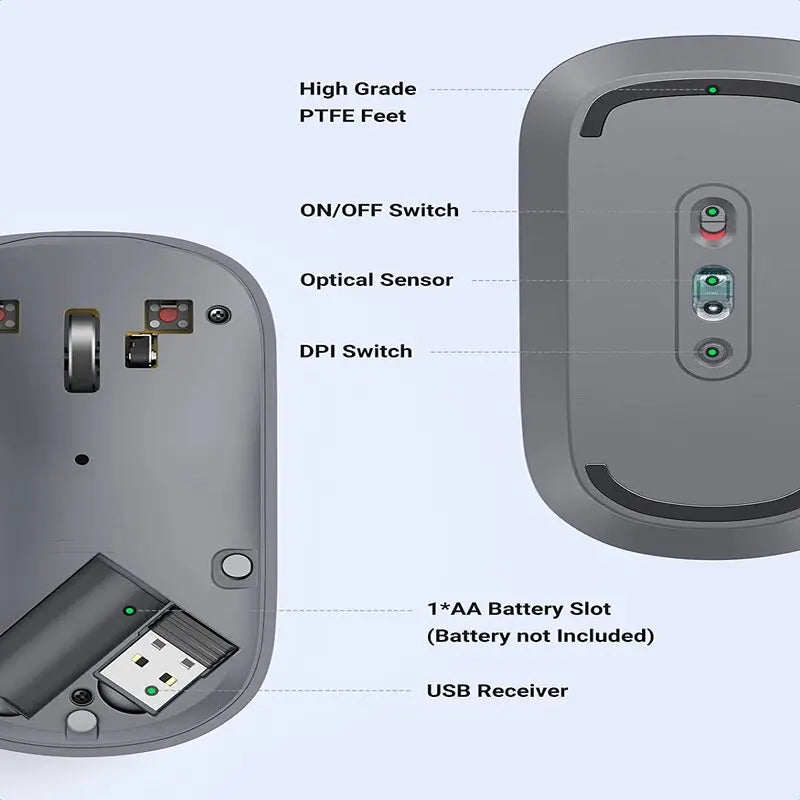 UGREEN MU001 90373 2.4GHz Silent Mouse, 4000 DPI, Grey — connection and usage detail 1
