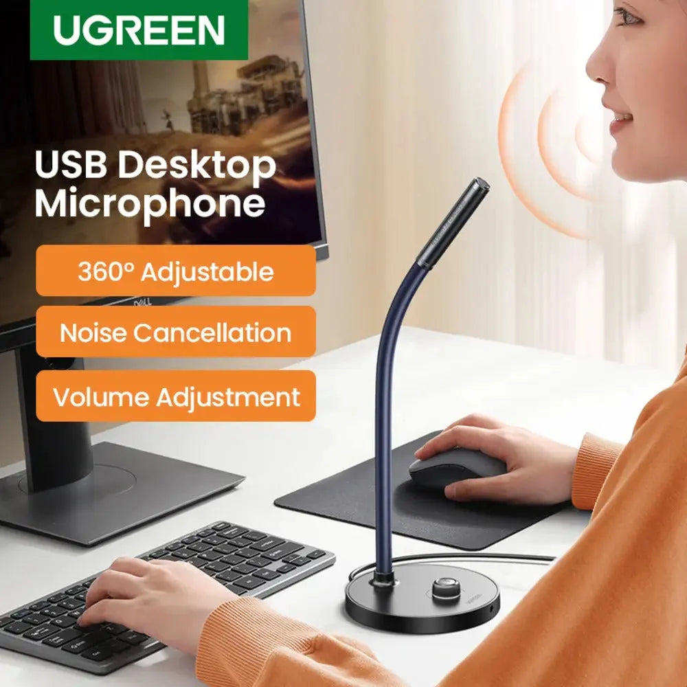UGREEN 90416 USB Desktop Omnidirectional Microphone — connection and usage detail 2