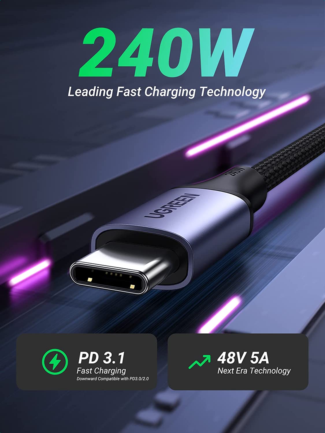 UGREEN 240W PD3.1 USB C to USB C Cable — product view