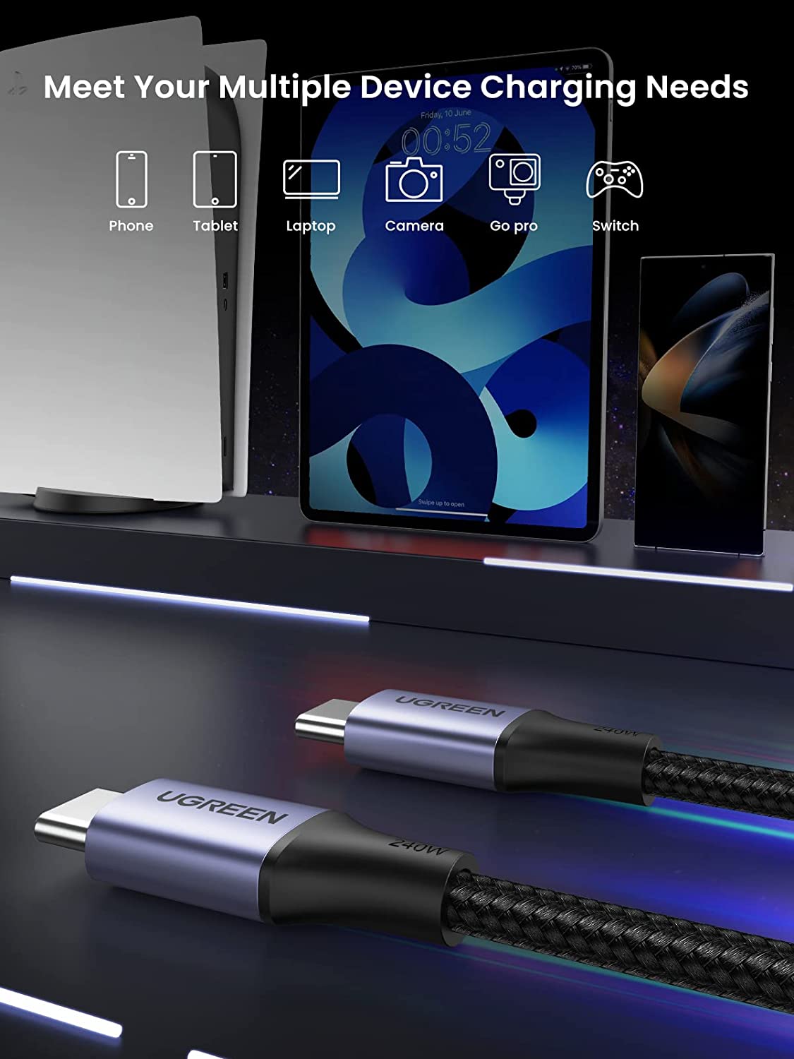 UGREEN 240W PD3.1 USB C to USB C Cable — connection and usage detail 3