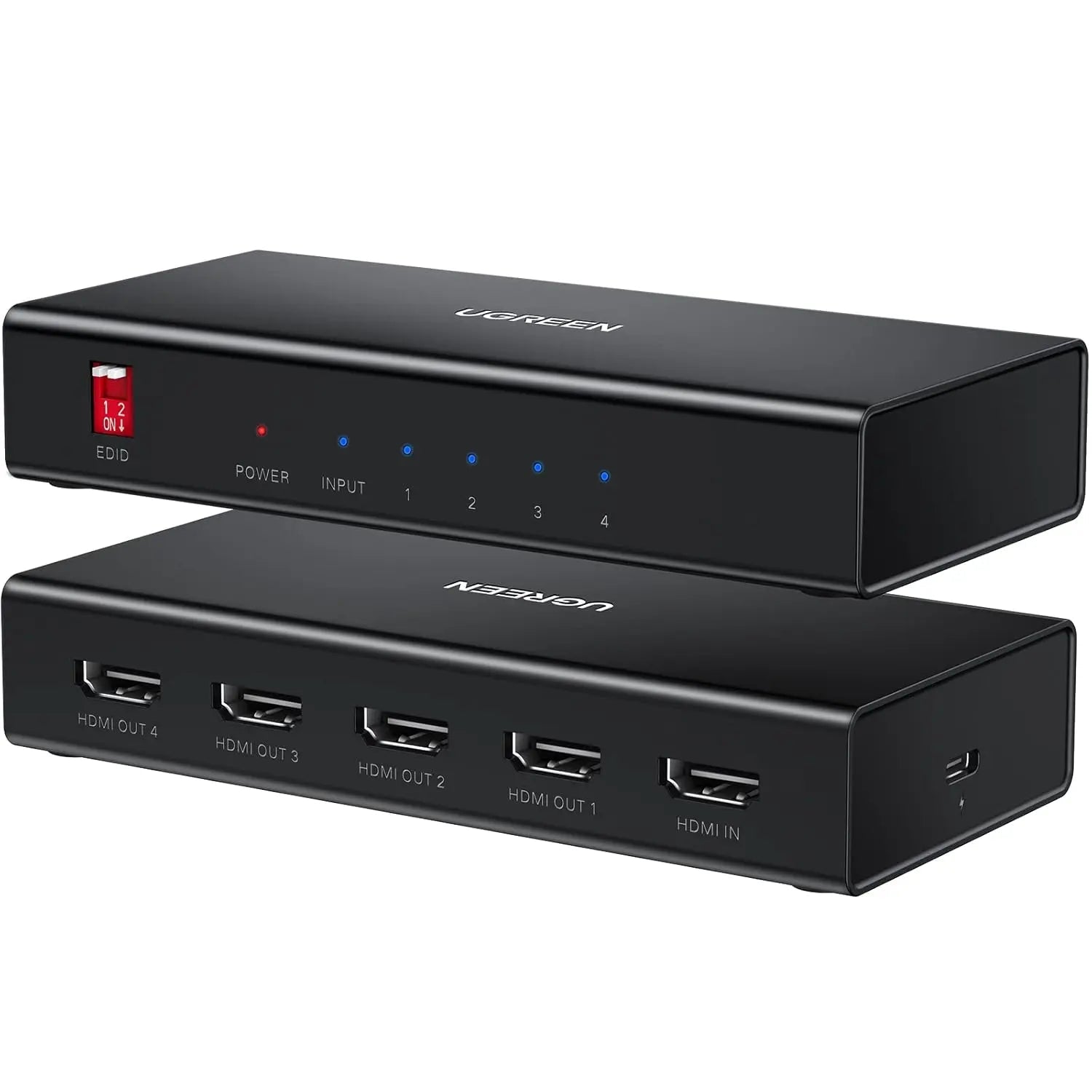 UGREEN 90514 1×4 HDMI 2.0 Splitter, 4K60, EDID — connection and usage detail 1