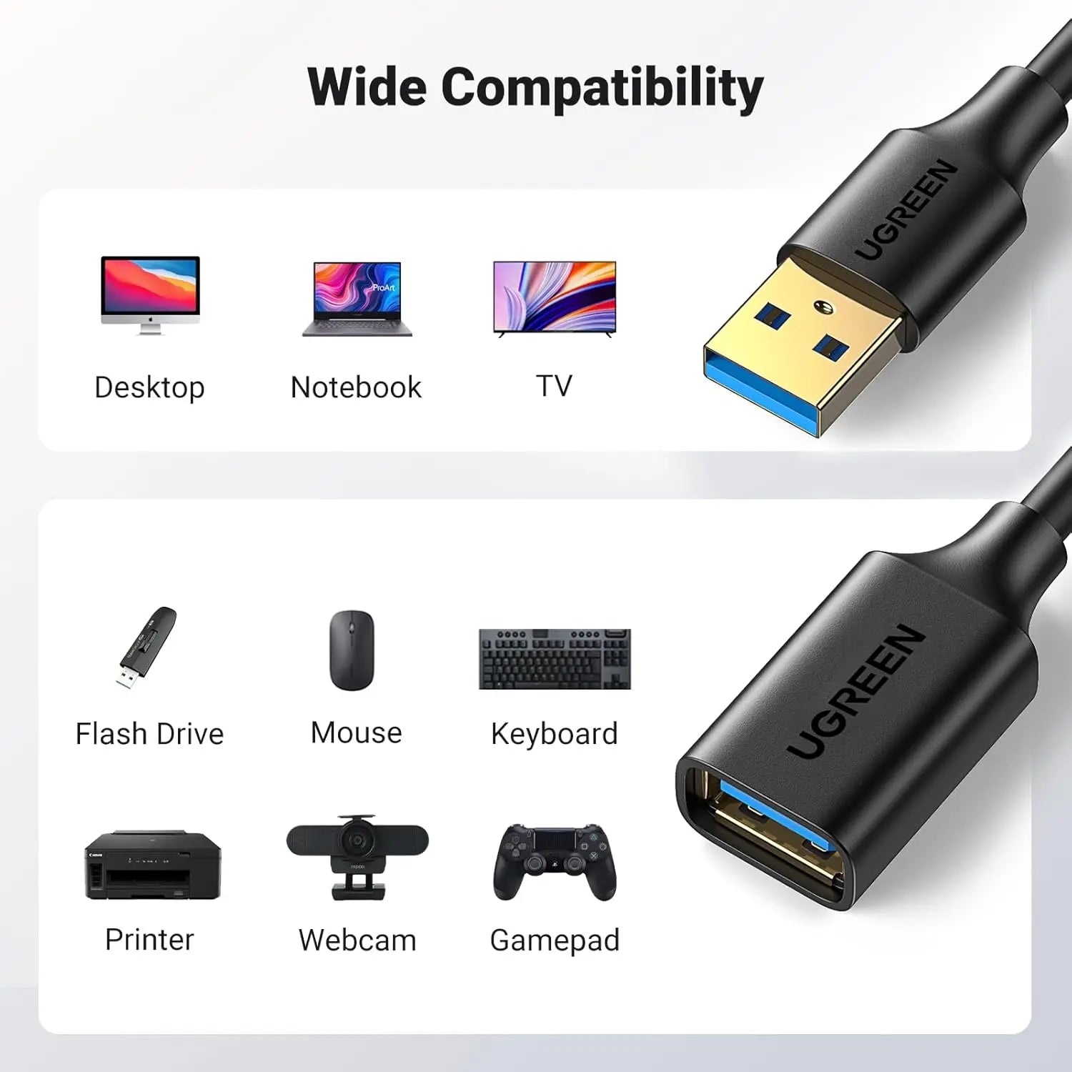 UGREEN US129 90722 5m USB 3.0 Extension Cable — connection and usage detail 1
