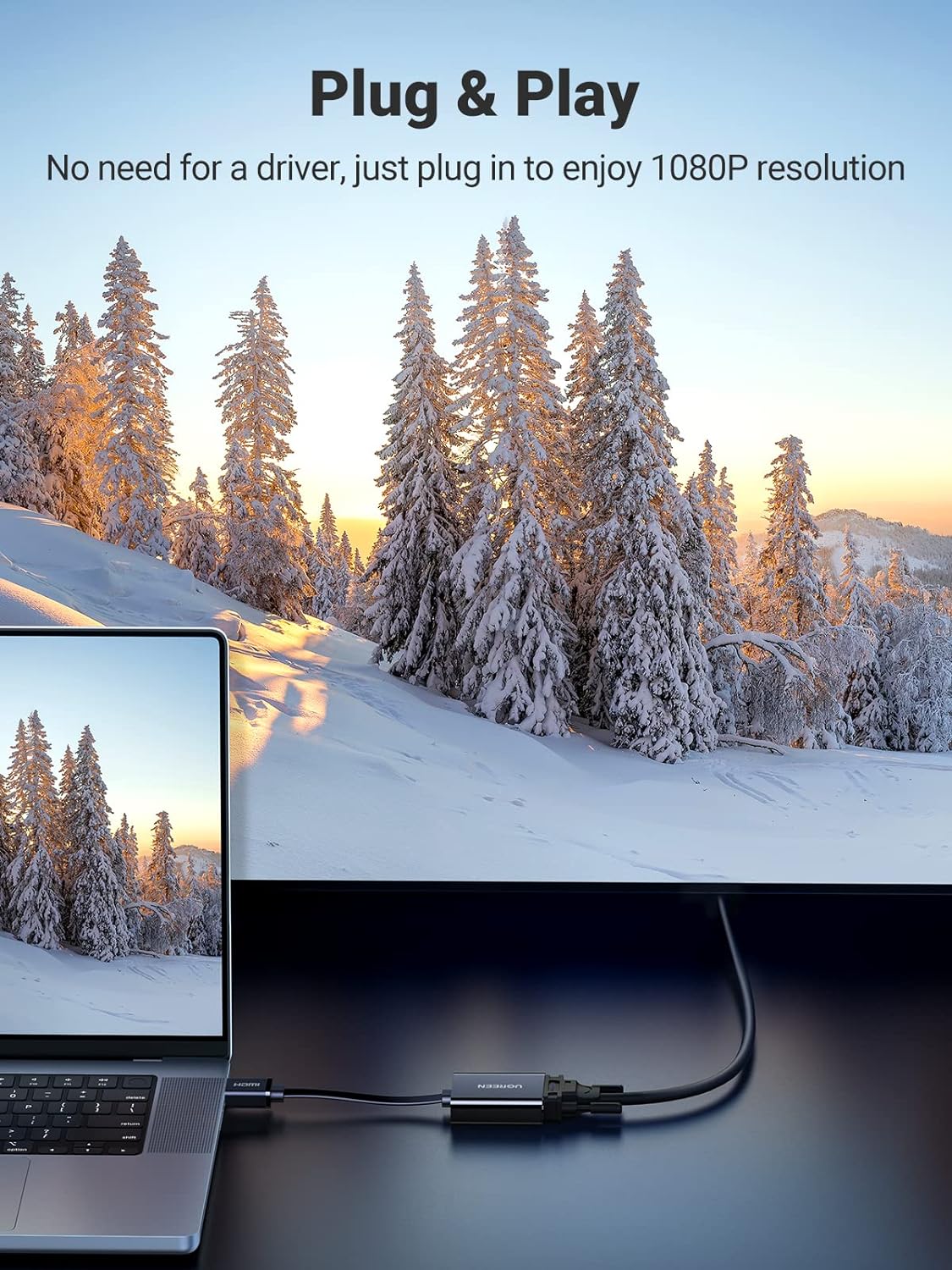 UGREEN 90813 HDMI to VGA Adapter Converter — connection and usage detail 2