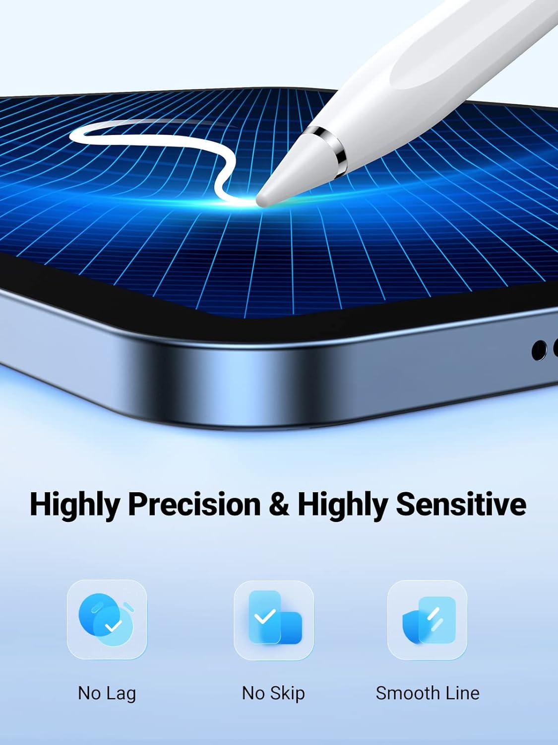 UGREEN 90915 Smart Stylus Pen for Apple iPad (USB C Fast Charging) — connection and usage detail 2