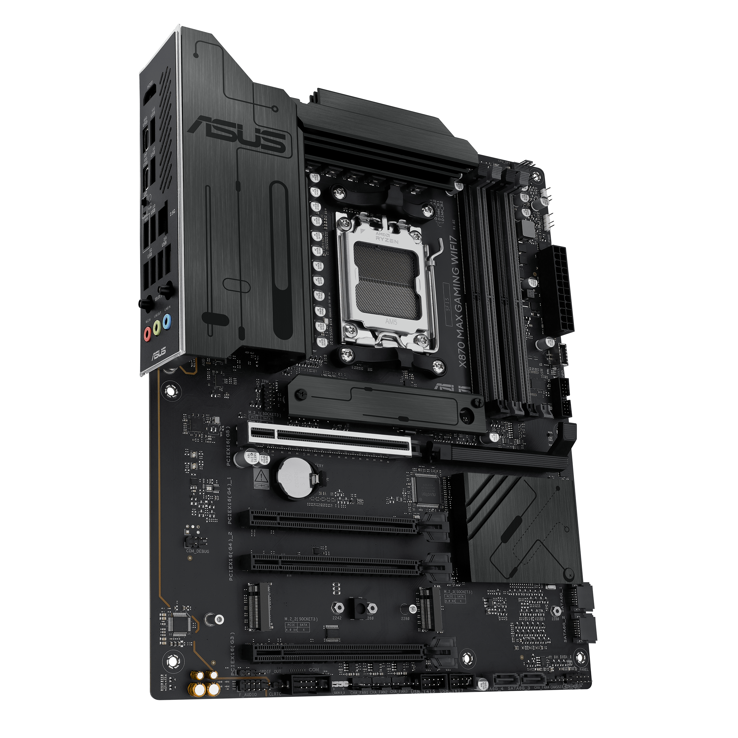 X870 MAX GAMING WIFI7 front view, 60 degrees