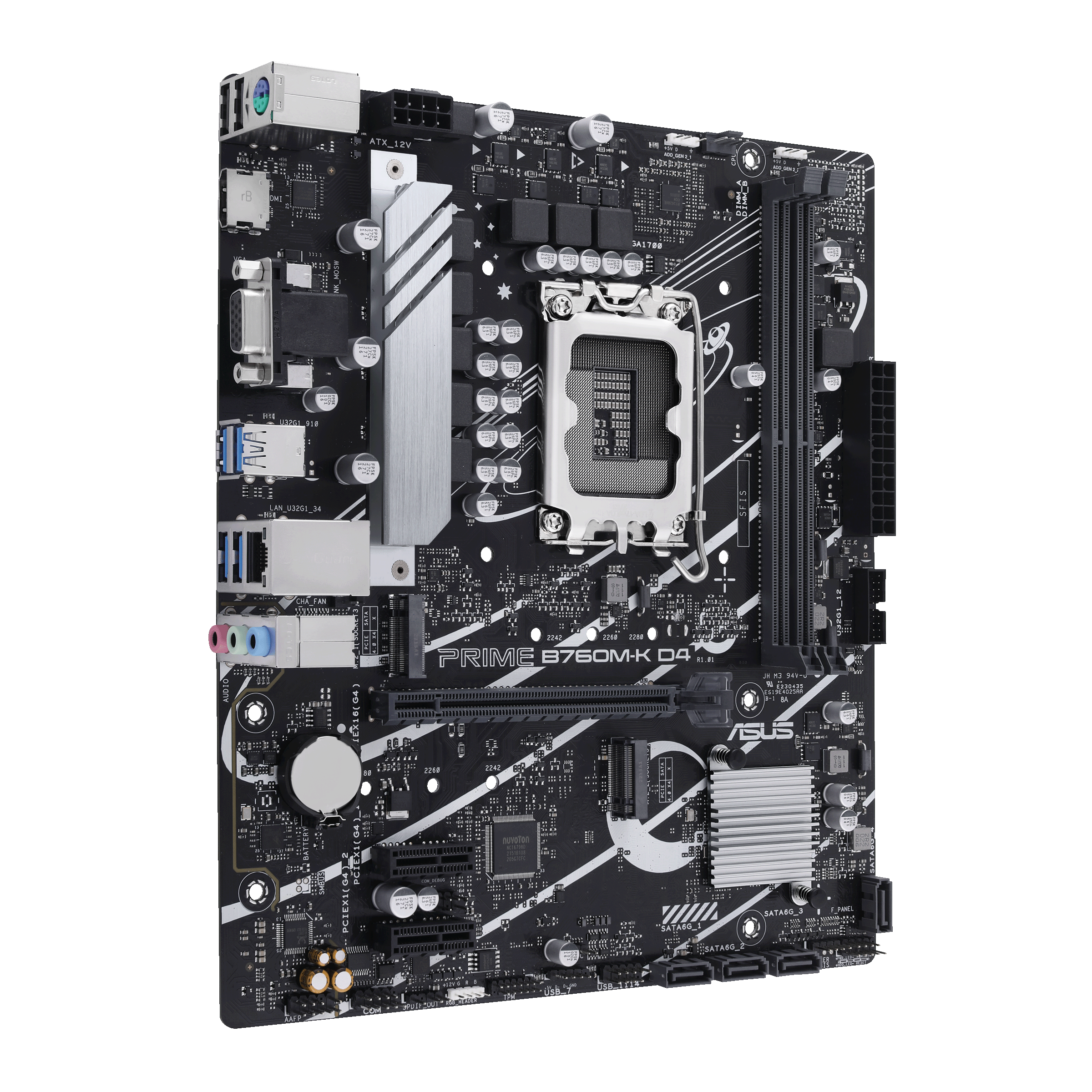 PRIME B760M-K D4  front view, 45 degrees