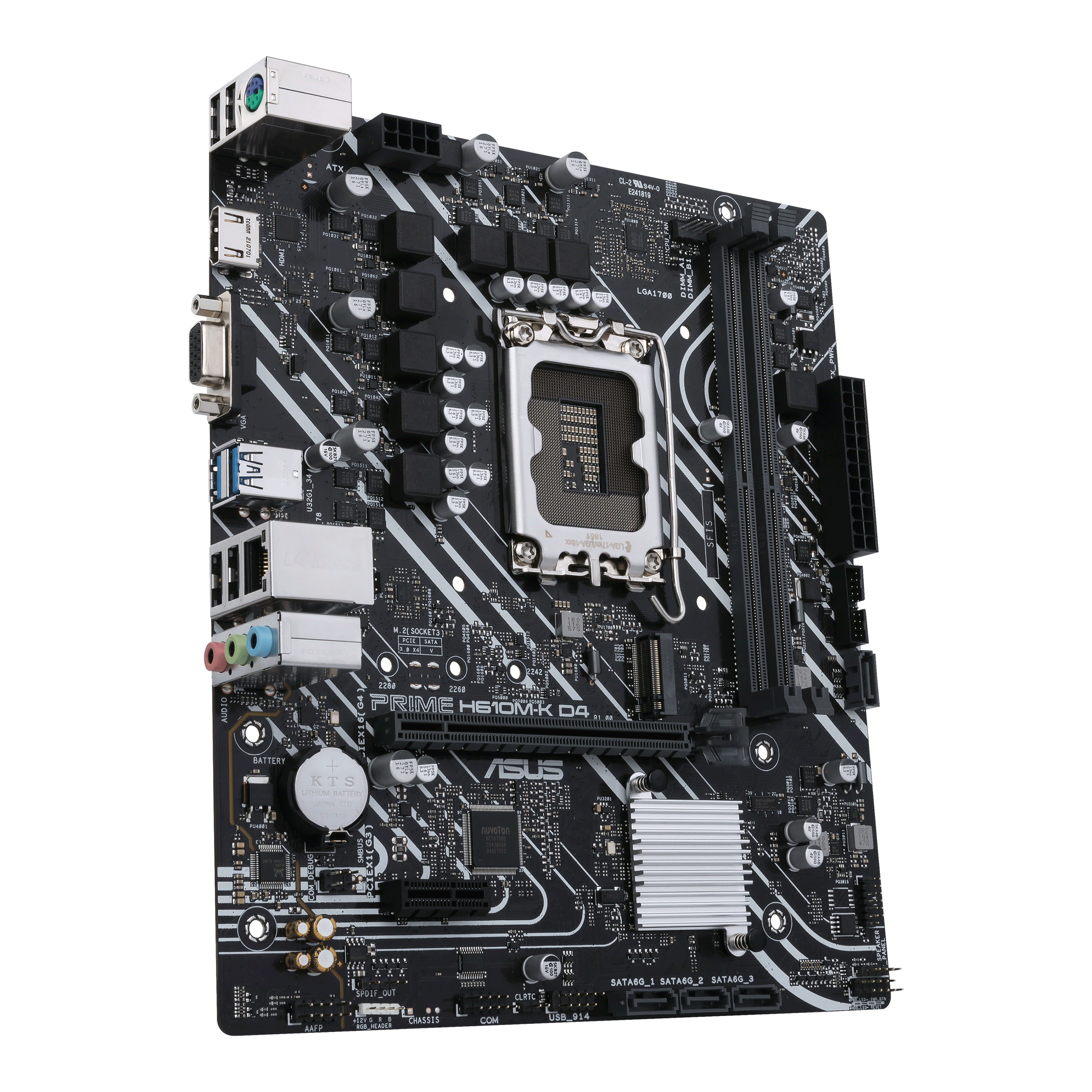 PRIME H610M-K D4 front view, 45 degrees
