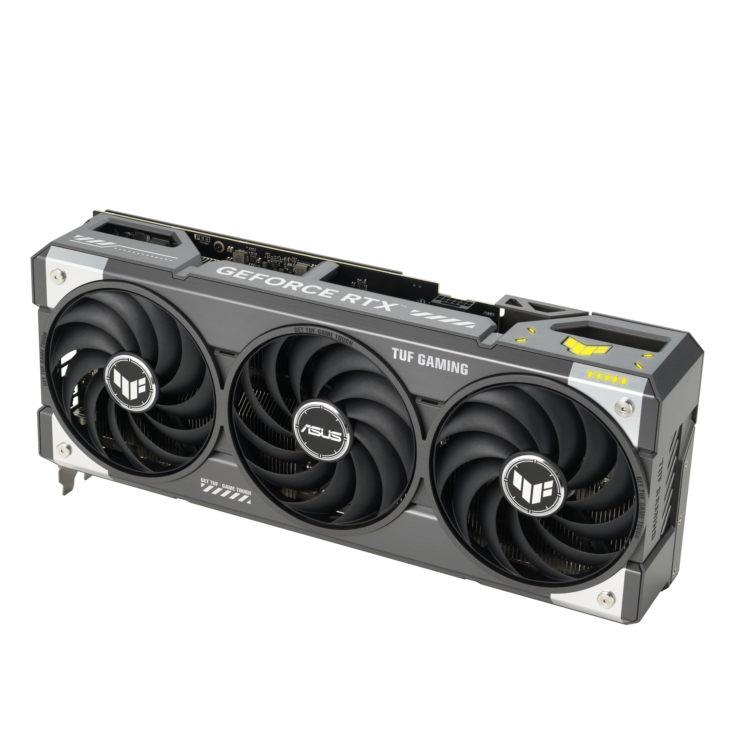 TUF-RTX5070Ti_angled top down view focous on fans+lighting