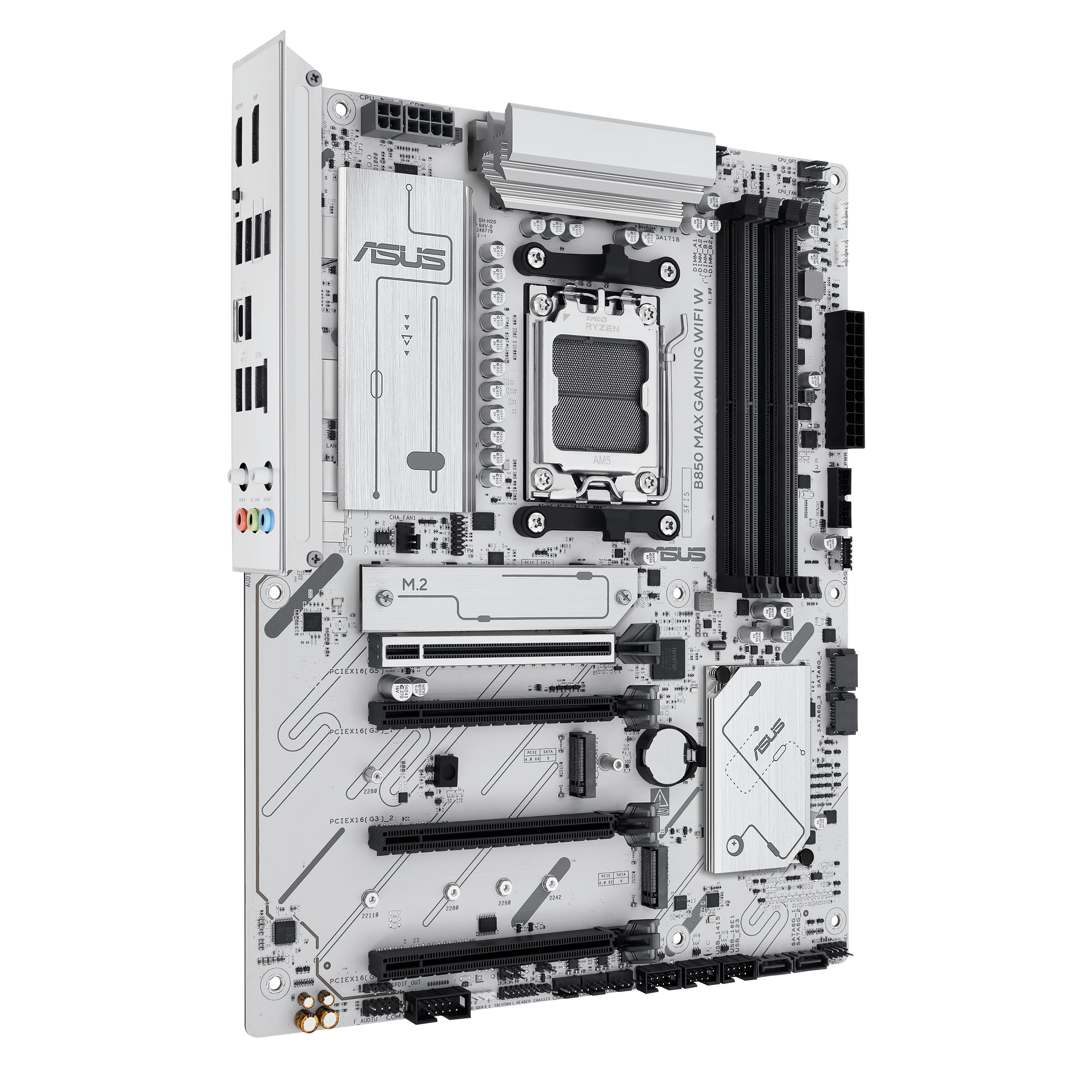 B850 MAX GAMING WIFI W front view, 90 degrees