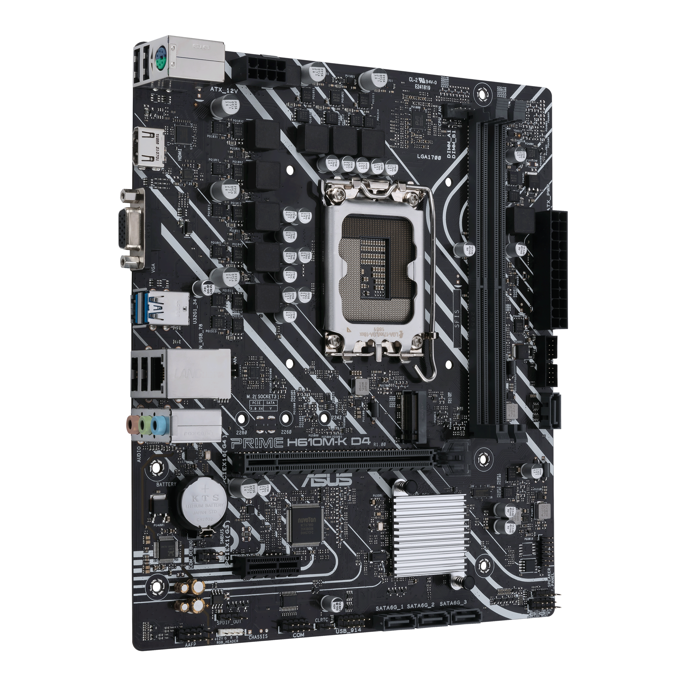 PRIME H610M-K D4 front view, 45 degrees