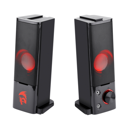 Redragon GS550 Orpheus stereo speakers with red lighting