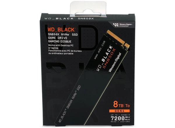 WD Black SN850X 8TB NVMe M.2 Gen4 SSD retail packaging