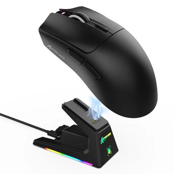 Attack Shark X1 Wireless Gaming Mouse with Touchpad RGB Charging Dock – Black/White (PAW3395PRO Sensor)